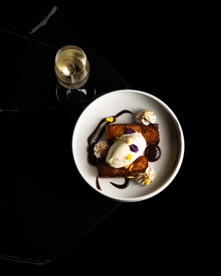 Dessert and a glass of wine
